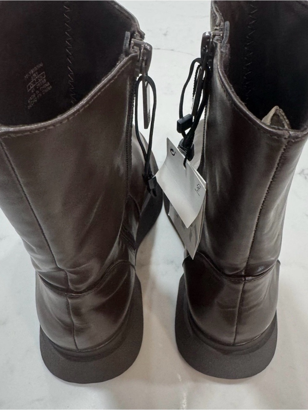 Zara Dark Brown Mid Calf Boots Side Zip NEW WITH TAGS Size 10 - 10.5 - Picture 3 of 11